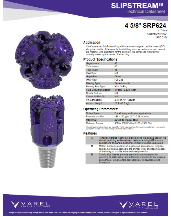 Varel Slipstream Bit